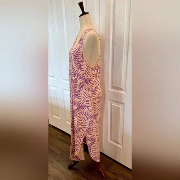 Purple Leaf Print Maxi Dress - Picture 3 of 4